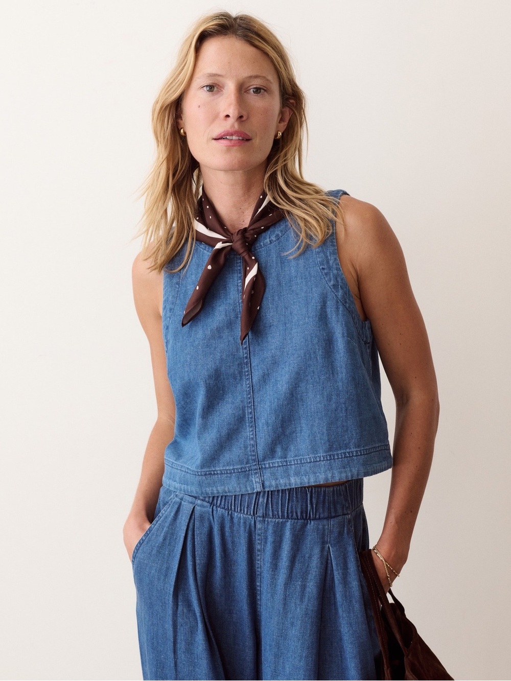 Marine Layer Quinn Denim Tank Top Blue Sleeveless XS
